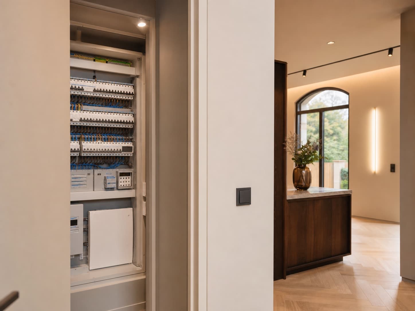 Électricité générale dans un intérieur rénové